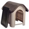 Dog House with Bowl for Small to Medium Breeds, Espresso, Beige - blue