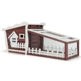 New A Cozy Safety House 62 Inch Wooden Rabbit Hutch With Pull Out Tray - Red