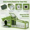 New A Cozy Safety House 62 Inch Wooden Rabbit Hutch With Pull Out Tray - Green
