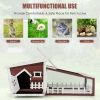 New A Cozy Safety House 62 Inch Wooden Rabbit Hutch With Pull Out Tray - Red