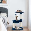 Multi-Level Cat Tower Cat Tree w/Cat Hammock - Blue - Pets