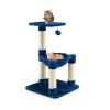 Multi-Level Cat Tower Cat Tree w/Cat Hammock - Blue - Pets