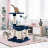 Multi-Level Cat Tower Cat Tree w/Cat Hammock - Blue - Pets