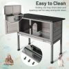 Big Space Small Elevated Rabbit Hutch With Hinged Asphalt Roof And Removable Tray - grey - Animals