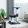 Multi-Level Cat Tower Cat Tree w/Cat Hammock - Blue - Pets