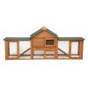 Large Wooden Rabbit Hutch Indoor and Outdoor Bunny Cage with a Tray and Runs for Small Animals, Orange - Orange
