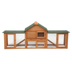 Large Wooden Rabbit Hutch Indoor and Outdoor Bunny Cage with a Tray and Runs for Small Animals, Orange - Orange