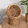 Simple Yet Practical Natural Braided Banana Leaf Elevated Cat Bed Basket With Cushion - Brown - 20.5" H