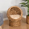 Simple Yet Practical Natural Braided Banana Leaf Elevated Cat Bed Basket With Cushion - Brown - 23.5" H