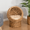Simple Yet Practical Natural Braided Banana Leaf Elevated Cat Bed Basket With Cushion - Brown - 20.5" H