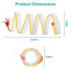 2Pcs Foldable Cat Tunnel with Bell Feather Mouse Toys Collapsible Indoor Cat Spring Tube with Interactive Toy for Kittens Cats - Yellow