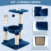 Multi-Level Cat Tower Cat Tree w/Cat Hammock - Blue - Pets