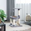 Multi-Level Cat Tower Cat Tree w/Cat Hammock - Gray - Pets