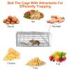 Foldable Rat Trap Cage Humane Live Rodent Trap Cage Galvanized Iron Mice Mouse Control Bait Catch with Detachable L Shaped Rod - Silver