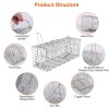 Foldable Rat Trap Cage Humane Live Rodent Trap Cage Galvanized Iron Mice Mouse Control Bait Catch with Detachable L Shaped Rod - Silver