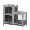 Tier Wood Hamster Cage;  Pet Habitat with Run;  Pull-Out Tray;  Ramp;  Hutch for Small Animals Guinea Pig Rat Rabbit;  Indoor - gray