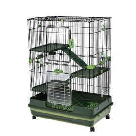 4-Tier 32Small Animal Metal Cage Height Adjustable with Lockable Casters Grilles - Default