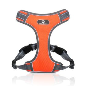 dog Harnesses; Pet Traction Rope Mesh Breathable Big Dog Chest Strap Vest Reflective Dog Rope Spot Wholesale - orange - M (12-32 kg)