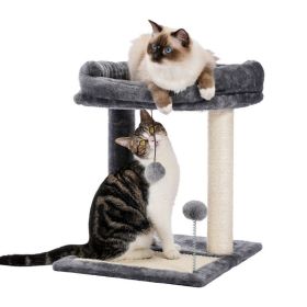 Indoor Small Cat Tree with Pad Fully Wrapped Scratching Posts  - Gray - Style B