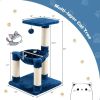 Multi-Level Cat Tower Cat Tree w/Cat Hammock - Blue - Pets