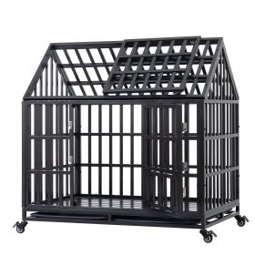 Heavy Duty Dog Cage pet Crate with Roof - as Pic