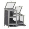 Tier Wood Hamster Cage;  Pet Habitat with Run;  Pull-Out Tray;  Ramp;  Hutch for Small Animals Guinea Pig Rat Rabbit;  Indoor - gray