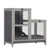 Tier Wood Hamster Cage;  Pet Habitat with Run;  Pull-Out Tray;  Ramp;  Hutch for Small Animals Guinea Pig Rat Rabbit;  Indoor - gray