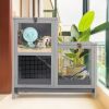 Tier Wood Hamster Cage;  Pet Habitat with Run;  Pull-Out Tray;  Ramp;  Hutch for Small Animals Guinea Pig Rat Rabbit;  Indoor - gray