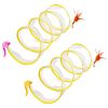 2Pcs Foldable Cat Tunnel with Bell Feather Mouse Toys Collapsible Indoor Cat Spring Tube with Interactive Toy for Kittens Cats - Yellow