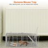Foldable Rat Trap Cage Humane Live Rodent Trap Cage Galvanized Iron Mice Mouse Control Bait Catch with Detachable L Shaped Rod - Silver