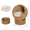 Simple Yet Practical Natural Braided Banana Leaf Elevated Cat Bed Basket With Cushion - Brown - 23.5" H