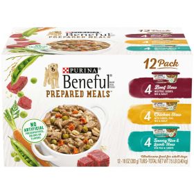 Purina Beneful Prepared Meals Wet Dog Food Variety Pack 10 oz Tubs (12 Pack) - Purina Beneful