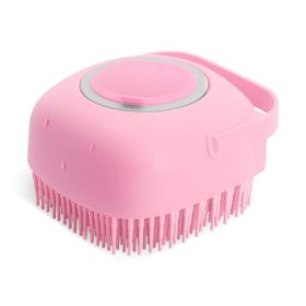 Pet Silicone Bath Massage Brush, Head Massager Filling Liquid Rubbing Artifact Massage Bath, Shampoo Brush - Pink