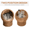 Simple Yet Practical Natural Braided Banana Leaf Elevated Cat Bed Basket With Cushion - Brown - 23.5" H
