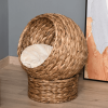 Simple Yet Practical Natural Braided Banana Leaf Elevated Cat Bed Basket With Cushion - Brown - 23.5" H