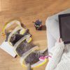 2Pcs Foldable Cat Tunnel with Bell Feather Mouse Toys Collapsible Indoor Cat Spring Tube with Interactive Toy for Kittens Cats - Yellow