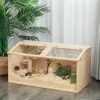 Middle Transparent Wooden Hamster Cage;  Small Animal Habitat Hutch for Large Siberian Hamster; Gerbils; Little Rabbits;  Natural - Natural