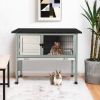 Big Space Small Elevated Rabbit Hutch With Hinged Asphalt Roof And Removable Tray - grey - Animals