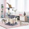 Multi-Level Cat Tower Cat Tree w/Cat Hammock - Gray - Pets
