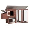 Outdoor Chicken Cage Hen House with 1 Egg Cage Brown Wood - Brown