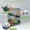 4-Tier 32Small Animal Metal Cage Height Adjustable with Lockable Casters Grilles - Default