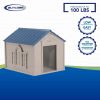 Deluxe Indoor & Outdoor Dog House for Medium/Large Breeds, Tan/Blue - Tan/Blue