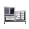 Removable Tray Ramp wooden outdoor rabbit hutch small animal coop with running - Default