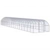 Outdoor Chicken Coop 9.8'x52.5'x6.6' Galvanized Steel - Silver