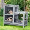 Tier Wood Hamster Cage;  Pet Habitat with Run;  Pull-Out Tray;  Ramp;  Hutch for Small Animals Guinea Pig Rat Rabbit;  Indoor - gray
