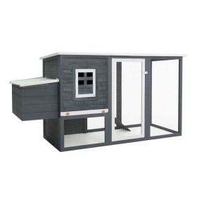 Outdoor Chicken Cage Hen House with 1 Egg Cage Gray Wood - Gray