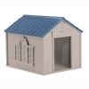 Deluxe Indoor & Outdoor Dog House for Medium/Large Breeds, Tan/Blue - Tan/Blue