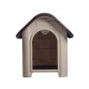 Dog House with Bowl for Small to Medium Breeds, Espresso, Beige - espresso