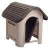 Dog House with Bowl for Small to Medium Breeds, Espresso, Beige - blue