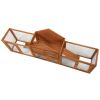 Large Wooden Rabbit Hutch Indoor and Outdoor Bunny Cage with a Tray and Runs for Small Animals, Orange - Orange